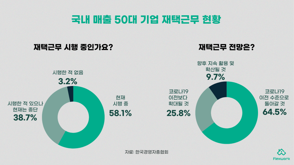 국내매출50대 기업 2023년 재택근무 현황